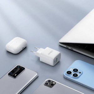 Duzzona hálózati töltő adapter 30W PD QC3.0 USB Type C / USB fehér