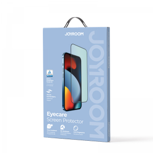 iPhone 14 Pro Max/15 Plus Joyroom Knight Series 2,5D KIjelzővédő üvegfólia Anti-Blue szem védelemmel fekete (JR-G04)