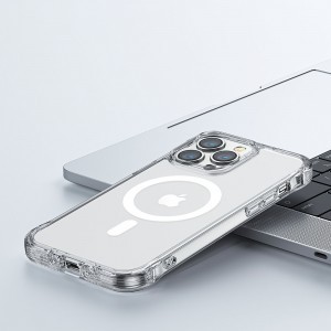 iPhone 14 Pro Max Joyroom Defender mágneses tok támasztékkal, átlátszó (MagSafe kompatibilis)