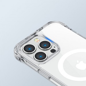 iPhone 14 Pro Joyroom Defender mágneses tok támasztékkal, átlátszó (MagSafe kompatibilis)