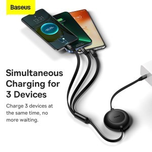 Baseus Bright Mirror2 3 az 1-ben kábel Type C - Type C, micro USB, Lightning 100W 1.1 m fekete