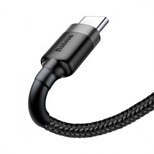 Baseus Cafule Nylon harisnyázott USB/USB-Type C kábel QC3.0 2A 2m fekete-szürke (CATKLF-CG1)