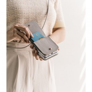 Samsung Galaxy Z Flip 4 Ringke Signature valódi bőr tok vállpánttal galambszürke