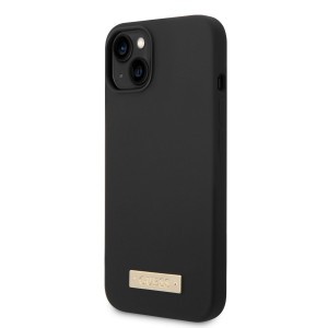 iPhone 14 Plus Guess Silicone Metal Logo MagSafe kompatibilis tok fekete (GUHMP14MSBPLK)
