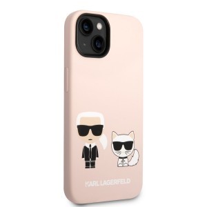 iPhone 14 Karl Lagerfeld Liquid Silicone Karl és Choupette MagSafe kompatibilis tok rózsaszín (KLHMP14SSSKCI)