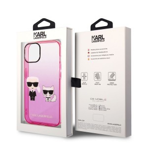 iPhone 14 Karl Lagerfeld Gradient Karl és Choupette tok rózsaszín (KLHCP14STGKCP)