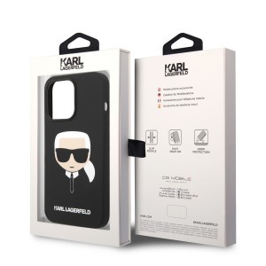 iPhone 14 Pro Karl Lagerfeld Karl Head MagSafe szilikon tok fekete (KLHMP14LSLKHBK)