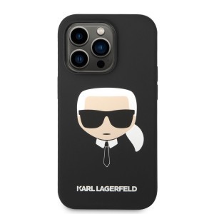 iPhone 14 Pro Karl Lagerfeld Karl Head MagSafe szilikon tok fekete (KLHMP14LSLKHBK)