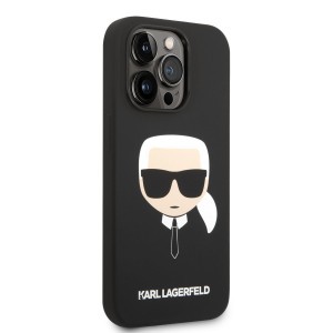 iPhone 14 Pro Karl Lagerfeld Karl Head MagSafe szilikon tok fekete (KLHMP14LSLKHBK)