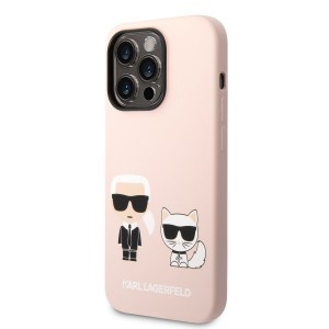 iPhone 14 Pro Max Karl Lagerfeld Liquid Silicone Karl és Choupette MagSafe kompatibilis tok rózsaszín (KLHMP14XSSKCI)