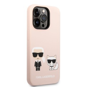 iPhone 14 Pro Max Karl Lagerfeld Liquid Silicone Karl és Choupette MagSafe kompatibilis tok rózsaszín (KLHMP14XSSKCI)
