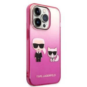 iPhone 14 Pro Max Karl Lagerfeld Gradient Karl és Choupette tok rózsaszín (KLHCP14XTGKCP)