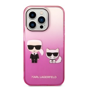 iPhone 14 Pro Karl Lagerfeld Gradient Karl és Choupette tok rózsaszín (KLHCP14LTGKCP)