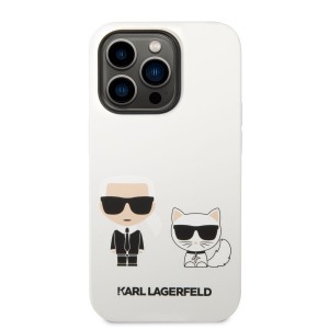 iPhone 14 Pro Max Karl Lagerfeld  Karl és Choupette szilikon tok fehér (KLHCP14XSSKCW)