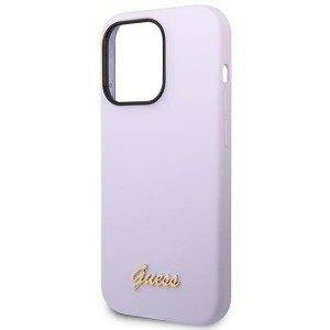 iPhone 14 Pro Max Guess Silicone Vintage tok lila arany logóval (GUHCP14XSLSMU)