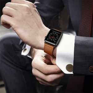 Apple Watch 4/5/6/7/8/SE (38/40/41 mm) Tech-Protect LeatherFit szíj barna