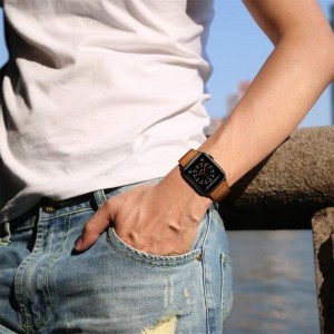 Apple Watch 4/5/6/7/8/SE (38/40/41 mm) Tech-Protect LeatherFit szíj barna