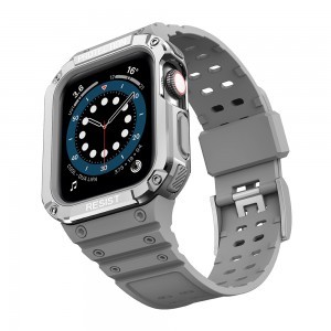 Apple Watch 4/5/6/7/8/SE (42/44/45mm) Protect Strap óraszíj védőtokkal szürke