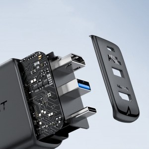 Acefast 2 az 1-ben hálózati töltő adapter GaN 65W USB Type C / USB, HDMI adapter 4K@60Hz + USB Type C kábel 1.8m, fekete (A17)-5