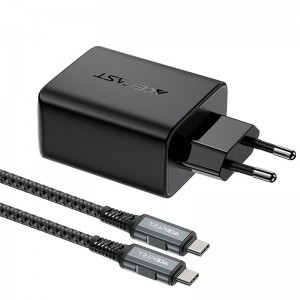 Acefast 2 az 1-ben hálózati töltő adapter GaN 65W USB Type C / USB, HDMI adapter 4K@60Hz + USB Type C kábel 1.8m, fekete (A17)-7