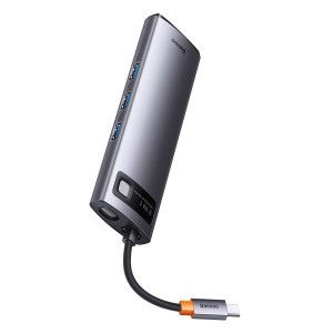 Baseus Metal Gleam Series 8 az 1-ben dokkoló, HUB USB Type C - 2 x HDMI / 3 x USB 3.2 Gen.1 / 1 x Power Delivery / 1 x SD kártyaolvasó / 1 x microSD kártyaolvasó szürke (WKWG050113)-25