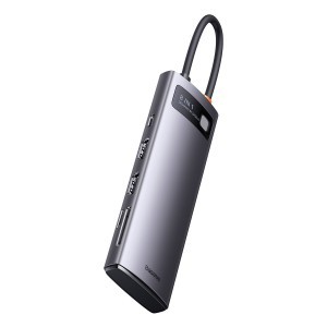 Baseus Metal Gleam Series 8 az 1-ben dokkoló, HUB USB Type C - 2 x HDMI / 3 x USB 3.2 Gen.1 / 1 x Power Delivery / 1 x SD kártyaolvasó / 1 x microSD kártyaolvasó szürke (WKWG050113)-20