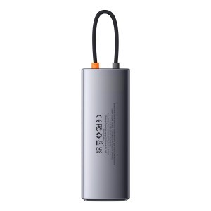Baseus Metal Gleam Series 9 az 1-ben dokkoló, HUB USB Type C - 2 x HDMI / 2 x USB 3.2 Gen. 1/1 x USB 2.0 / 1 x Power Delivery / 1 x SD kártyaolvasó / 1 x microSD kártyaolvasó / 1 x RJ-45 szürke (WKWG060013)