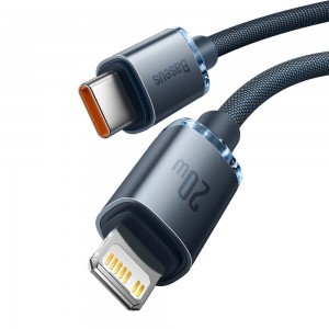 Baseus Crystal Shine gyors töltős adatkábel USB Type C - Lightning 20W 1.2m fekete (CAJY000201)