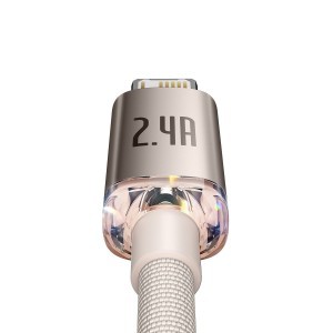 Baseus Crystal Shine USB - Lightning kábel 2,4A 20W 1,2m rózsaszín (CAJY001104)