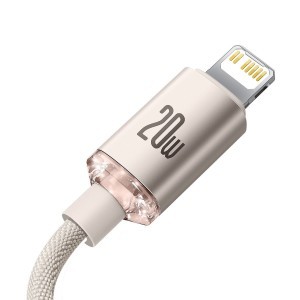 Baseus Crystal Shine USB Type C - Lightning gyorstöltő kábel 20W 1,2m rózsaszín (CAJY001304)