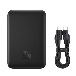 Baseus Magnetic Mini gyorstöltős power bank 10000mAh 20W + Type-C - Type-C kábel 60W (20V / 3A) 0.5m fekete (PPCX030001)