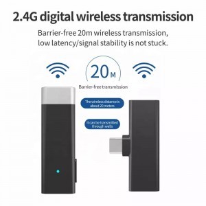 2.4GHz vezeték nélküli mikrofon szett adó-vevő USB Type-C csatlakozással-5