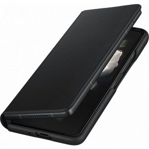 Samsung Galaxy Z Fold 3 Samsung EF-FF926LBE Leather bőr gyári fliptok fekete (S Pent nem tartalmaz)