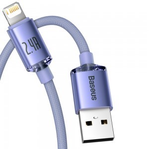 Baseus Crystal Shine gyors töltős adatkábel USB - Lightning 2.4A 1.2m lila (CAJY000005)