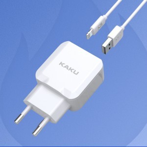 Kaku Qiyuan hálózati töltő adapter 2xUSB 10W 2.4 A + USB-Lightning kábel fehér