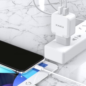 Kaku Qiyuan hálózati töltő adapter 2xUSB 10W 2.4 A + USB-Type C kábel fehér