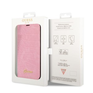 iPhone 14 Pro Guess PU Croco fliptok rózsaszín (GUBKP14LHGCRHP)