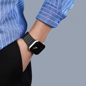Apple Watch 4/5/6/7/8/SE (38/40/41mm) Dux Ducis mágneses óraszíj fekete/narancs