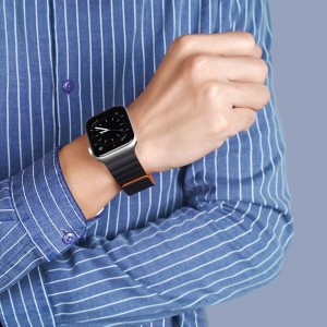 Apple Watch 4/5/6/7/8/SE (38/40/41mm) Dux Ducis mágneses óraszíj fekete/narancs