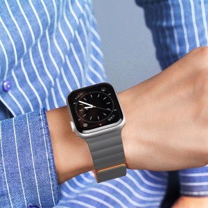 Apple Watch 4/5/6/7/8/SE (38/40/41mm) Dux Ducis mágneses óraszíj szürke/narancs