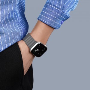 Apple Watch 4/5/6/7/8/SE (38/40/41mm) Dux Ducis mágneses óraszíj szürke/narancs