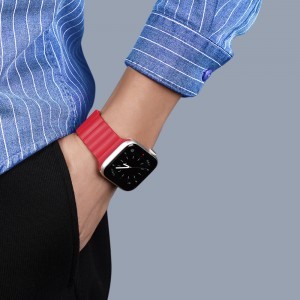 Apple Watch 4/5/6/7/8/SE/Ultra (42/44/45/49mm) Dux Ducis mágneses óraszíj piros