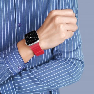 Apple Watch 4/5/6/7/8/SE/Ultra (42/44/45/49mm) Dux Ducis mágneses óraszíj piros