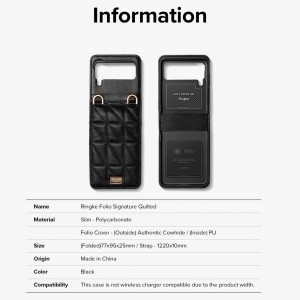 Samsung Galaxy Z Flip 3 Ringke Folio Signature valódi bőr tok vállpánttal fekete (FS116R55) telefontok