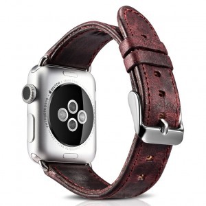 Apple Watch Watch 8/7/6/5/4/3/2/SE (41/40/38mm) iCarer valódi bőr óraszíj piros (RIW103-WI)
