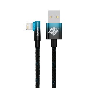 Baseus MVP 2 90 fokban döntött kábel USB / Lightning 1m 2.4A kék (CAVP000021)
