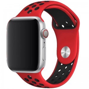 Apple Watch 4/5/6/7/8/SE/Ultra (42/44/45/49mm) szilikon sportszíj piros-fekete Alphajack