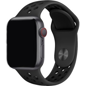 Apple Watch 4/5/6/7/8/SE/Ultra (42/44/45/49mm) szilikon sportszíj obszidián-fekete Alphajack