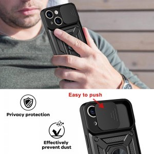 Samsung Galaxy A24 4G Armor tok csúsztatható kamera lencse védővel fekete