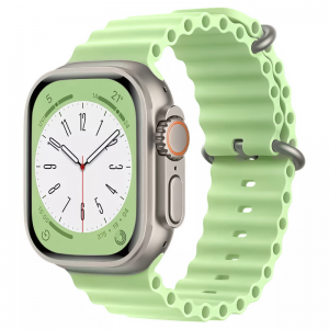 Apple Watch 4/5/6/7/8/SE/Ultra (42/44/45/49mm) óceán szilikon óraszíj mentazöld Alphajack